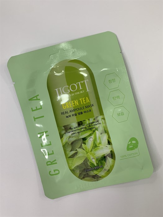 Маска тканевая для лица Зеленый чай JIGOTT GREEN TEA Real Ampoule Mask ca6220de-d3a1-401e-8efa-a3649c6daa6d - фото 18036