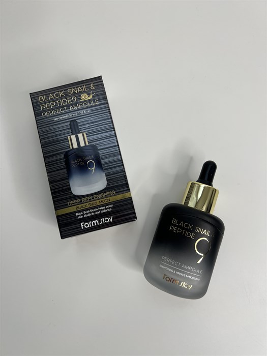 Сыворотка ампульная омолаживающая с комплексом из 9 пептидов FarmStay Black Snail & Peptide9 Perfect Ampoule ce0492b2-e11f-4b83-9ed9-5189a7eda3b1 - фото 21568